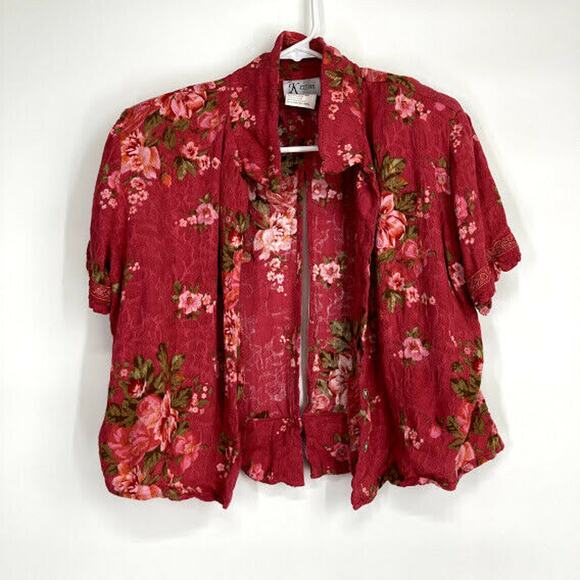 K Petite Red Floral Dress & Jacket Set Size 14P - Picture 9 of 12